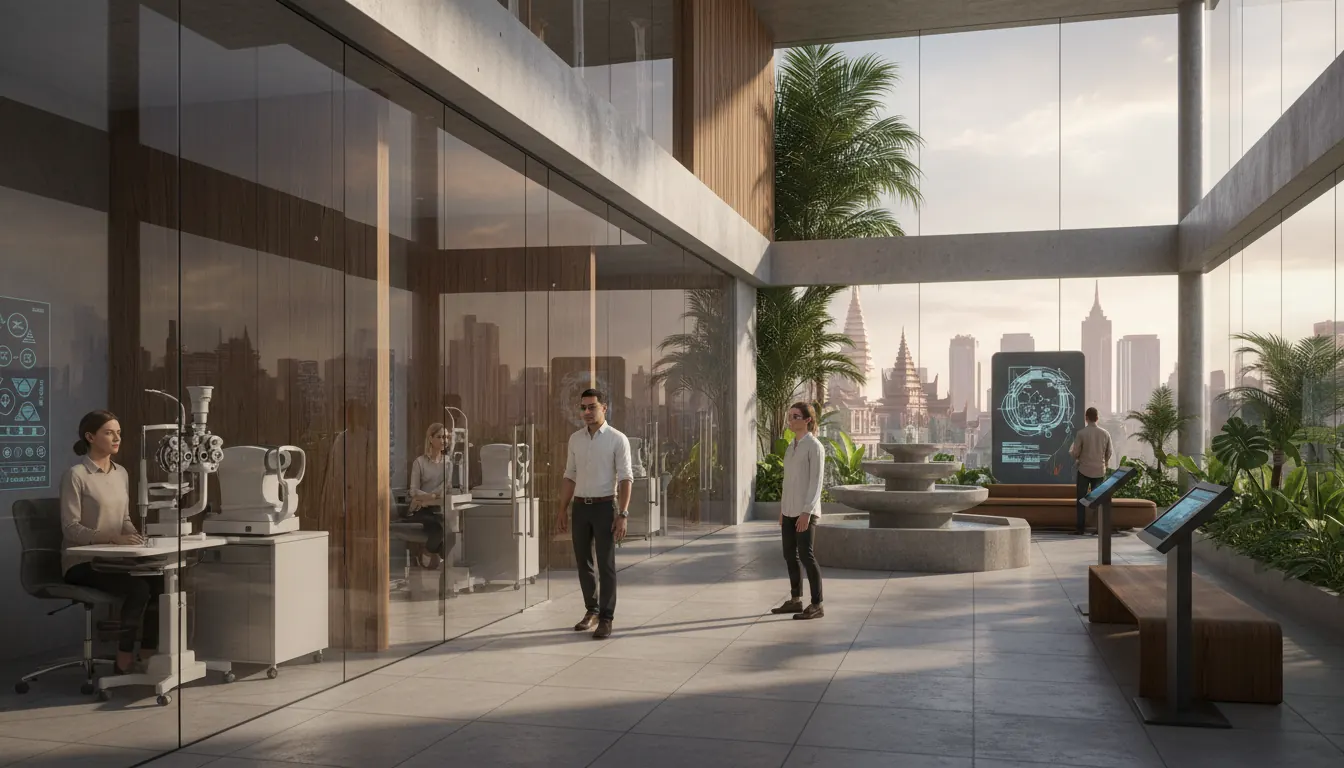 Modern medical facility in Phnom Penh Cambodia with ophthalmology equipment